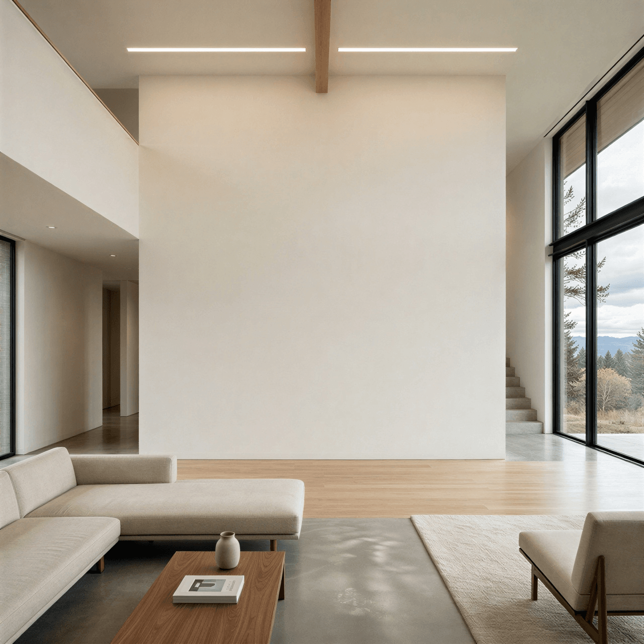 Refined modern interior with a smooth neutral finish