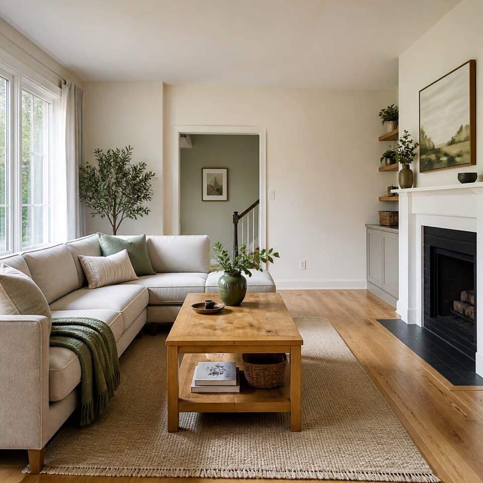 Freshly repainted residential living space